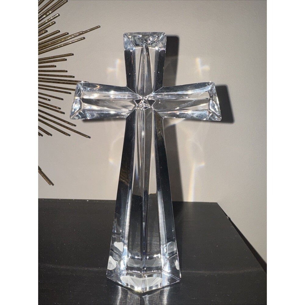 Bohemian 24 Percent Lead Crystal Cross Telaflora 7.5x4.5” Tall Czech Republic